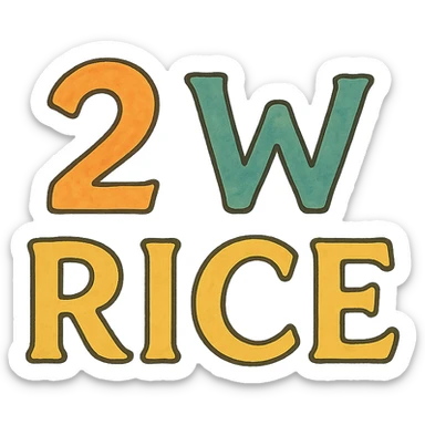 '2 w rice' text in ghibli style sticker