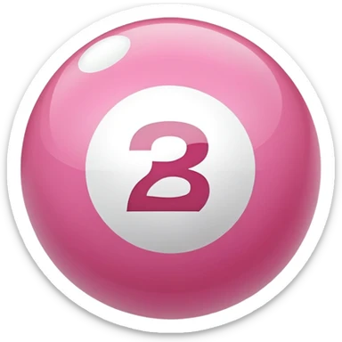 pink billiard ball with the number 23 inside a white circle sticker