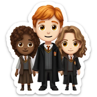 harry potter and hermione granger and ron weasley standing together sticker