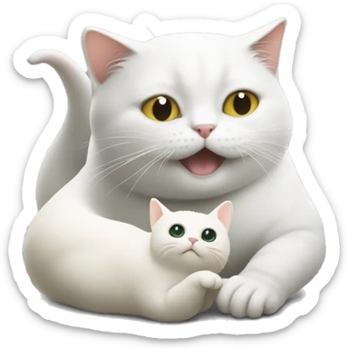 a slug petting a white cat sticker