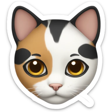 Calico cat with black face and white stripe in middle of face sticker