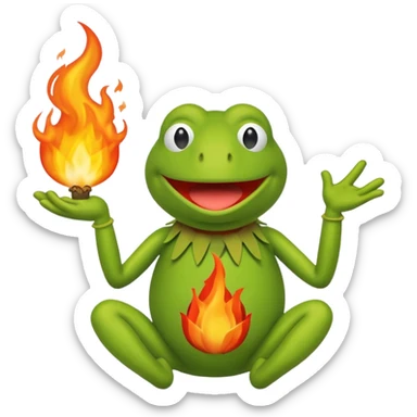 Kermit on fire sticker