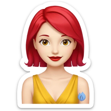woman red lips, deifferent hair, yellow dress. sticker