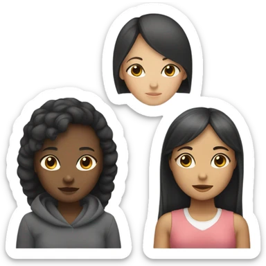 black girl asian girl and black girl trio  sticker