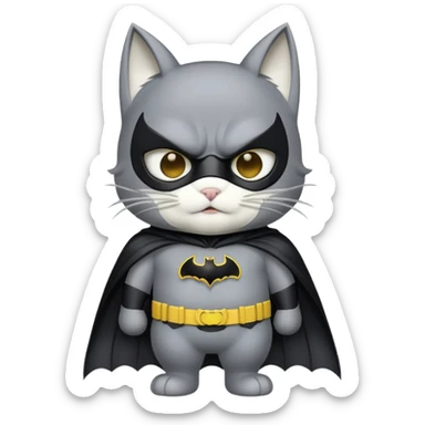 Grey Cat as Batman  sticker