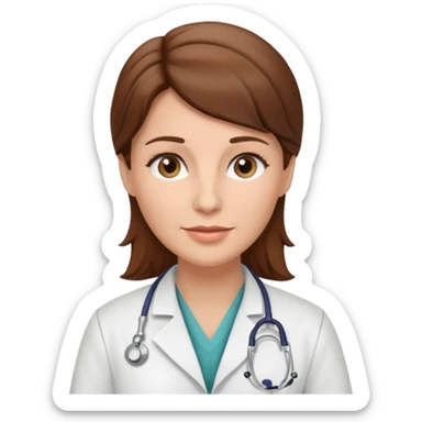 brown hair caucasian female physician older sticker