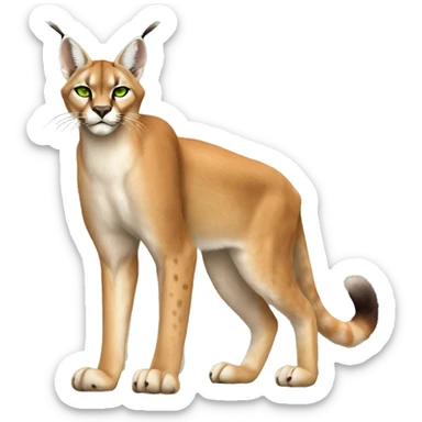Beige Lynx-Caracal-hybrid with orange points with spots, green eyes brown toes, and short tail, full body sticker