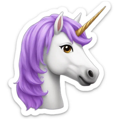 unicorn with purple hair sticker