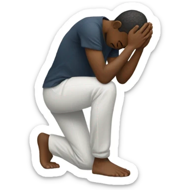 a guy bowing on the floor like praying  sticker