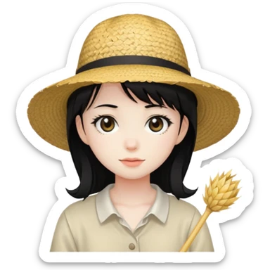 straw hat, black hair, anime style sticker