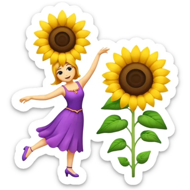 Dancing sunflower and petunia  sticker
