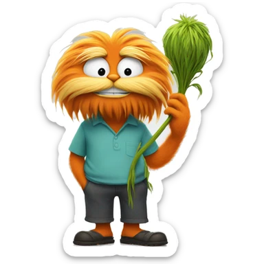 Lorax holding a Stanley  sticker