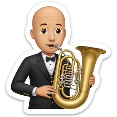 große Tuba, von gltzköpfigen Mann gespielt sticker