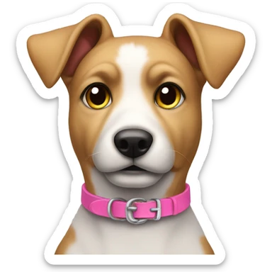 dog wth a pink collar  sticker
