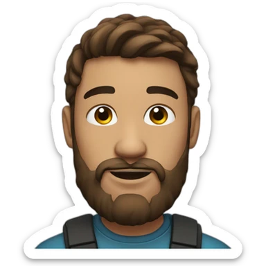 Young man with brown hair and beard, black plugs in the lobe, Focused expression sticker