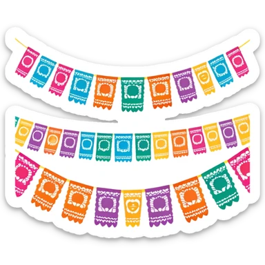 festive one garland of colorful mexican papel picado sticker
