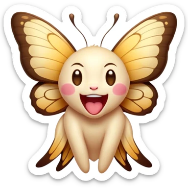 Cinematic Adorable Yawning Butterfly Portrait Emoji, Head tilted slightly with a dramatic, wide-open yawn, showcasing a delicate, softly fluttering body with gently drooping wings and sleepy, half-closed eyes, Simplified yet irresistibly cute features, highly detailed, glowing with a soft, cozy luminescence, high shine, relaxed yet expressive, stylized with a dash of whimsical floral charm, soft glowing outline, capturing the essence of a drowsy butterfly that appears ready to rest its wings for a nap! sticker