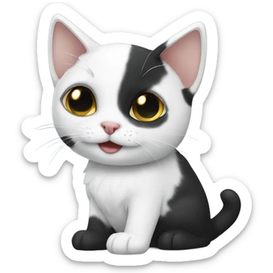 small black and white cat sticker
