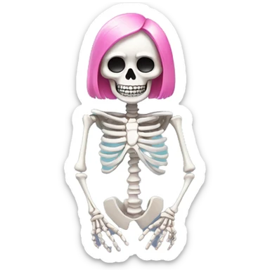 Cute skeleton with pink nails  sticker