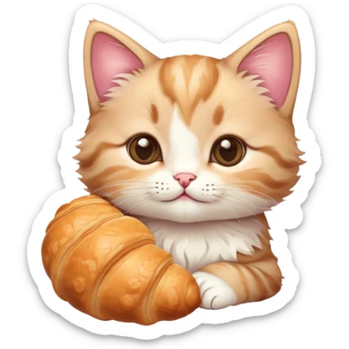 kitten with a croissant  sticker