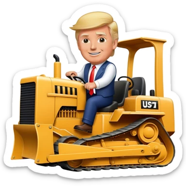 Donald trump riding bulldozer sticker