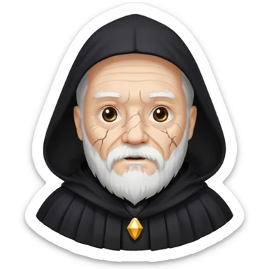 old wizard with black robe and cracked skin sticker