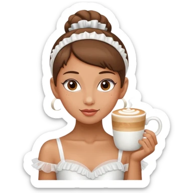 give me a ballerina with a cappuccino mug as her head sticker