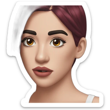 Dua Lipa with dark red hair sticker
