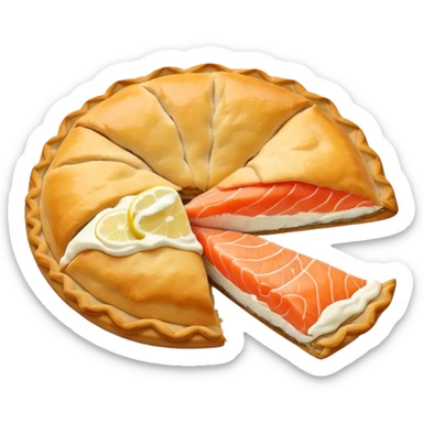 Karelian pasty with cream on top finnish with cream on top and salmon and lemon sticker