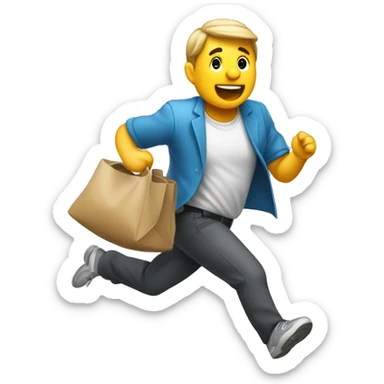 Ladrón corriendo con una bolsa de dinero sticker