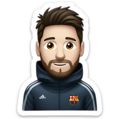 Messi habillé en noir avec une cagoule sticker