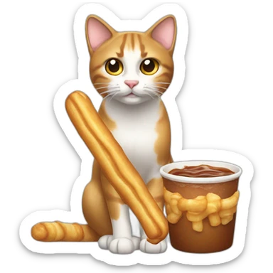 gato con churros sticker