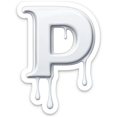 White dripping paint from the letter P sticker