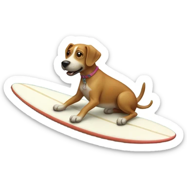 dog on surfboard  sticker