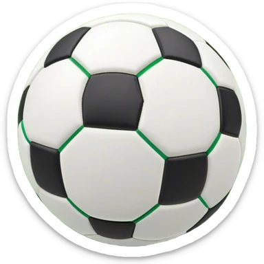 Cinematic Realistic image of a soccer ball with crisply detailed panel textures and precise stitching, set against a vibrant green pitch with dynamic natural lighting that highlights its athletic spirit sticker