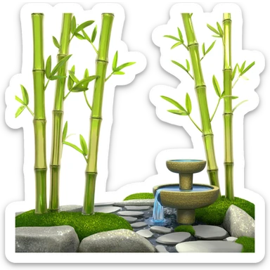 Shiny sparkly glittery beautiful elegant pretty precious divine Japanese zen garden vintage old bamboo fountain beautiful pathway aesthetic scenery  sticker