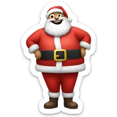 santa rubbing his bare fat belly as he laughs sticker