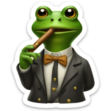 A frog smoking a cigar sticker