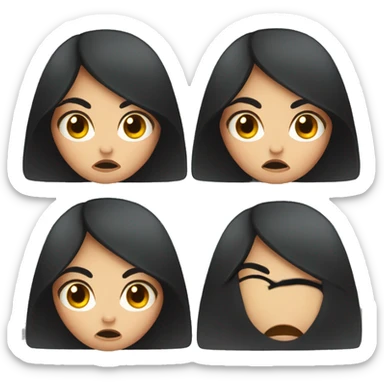 Angry girl with black hair sticker
