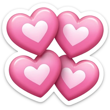 three pink "pixelart" hearts with white-glowing effect sticker