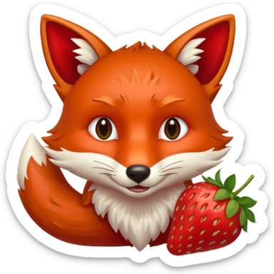 fox eating strawberries sticker