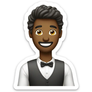 hombre bien vestido feliz teniendo una llamada con un iphone sticker