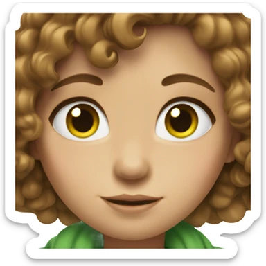 Girl with brown wavy hair with green  eyes sticker