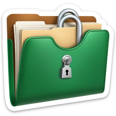 Green folder with lock, secured document, protected file sticker