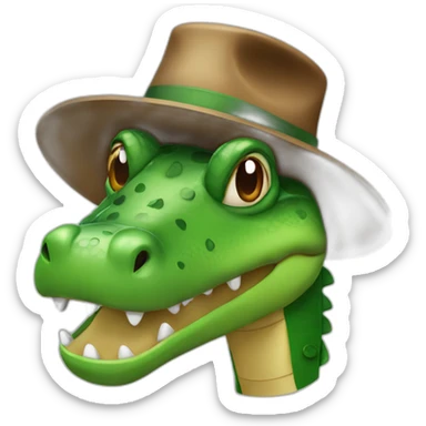 a crocodile with a brown hat sticker