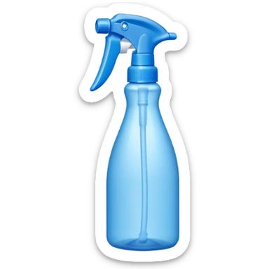 tall plastic spray bottle with curved grip and trigger nozzle, cool tones blue or white, freshness and cleanliness, sleek upright minimalist silhouette, no label, no foam, no extras, soft lighting, subtle shadows, emoji scale sticker