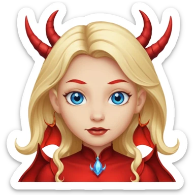Pretty Long blonde hair, blue eyes, devil fairy  sticker