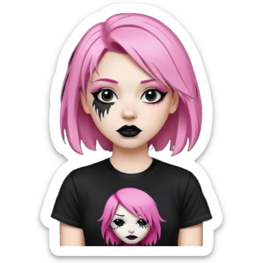 pink haired metalhead sticker