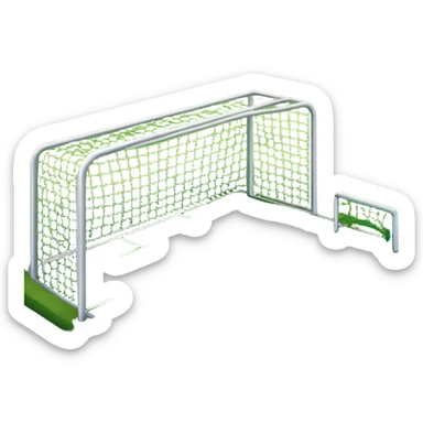 simple green grass playground in school with rudimentary futsal cages sticker