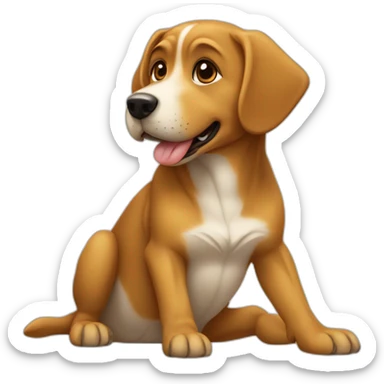 Chien assis sur une tortue sticker